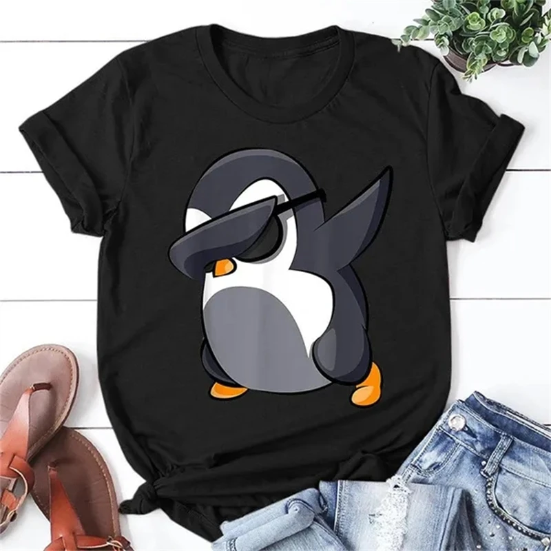 T-shirt manches courtes homme et femme, estival et décontracté, avec impression de Dab Penguins, de haute qualité