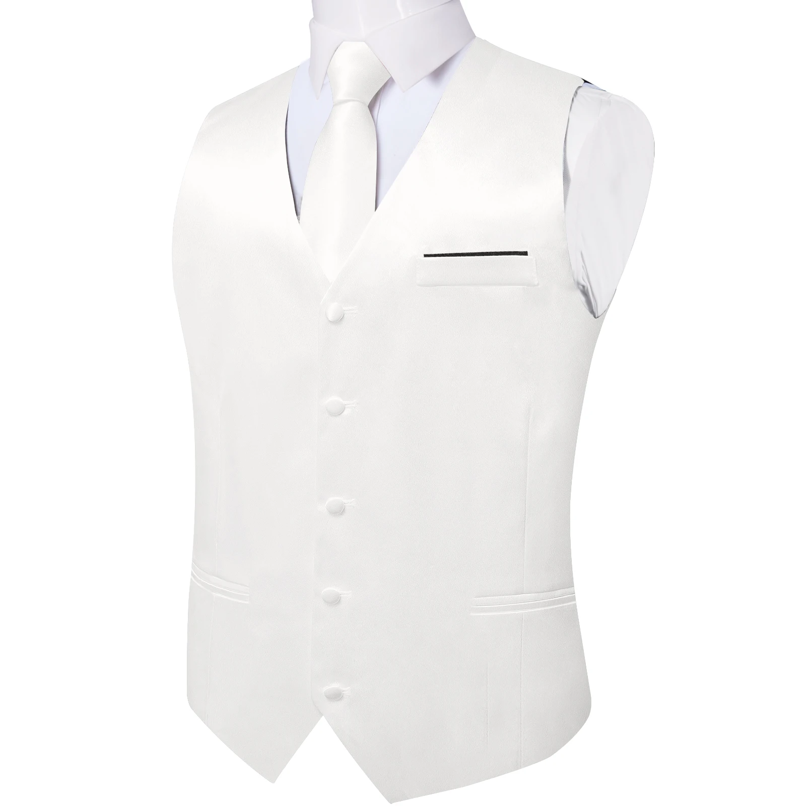 Dibangu Herren weiße Satin Weste für Hochzeit Luxus Krawatte Tasche quadratische Manschetten knöpfe Weste Kleid für Mann Geschenk Business-Party