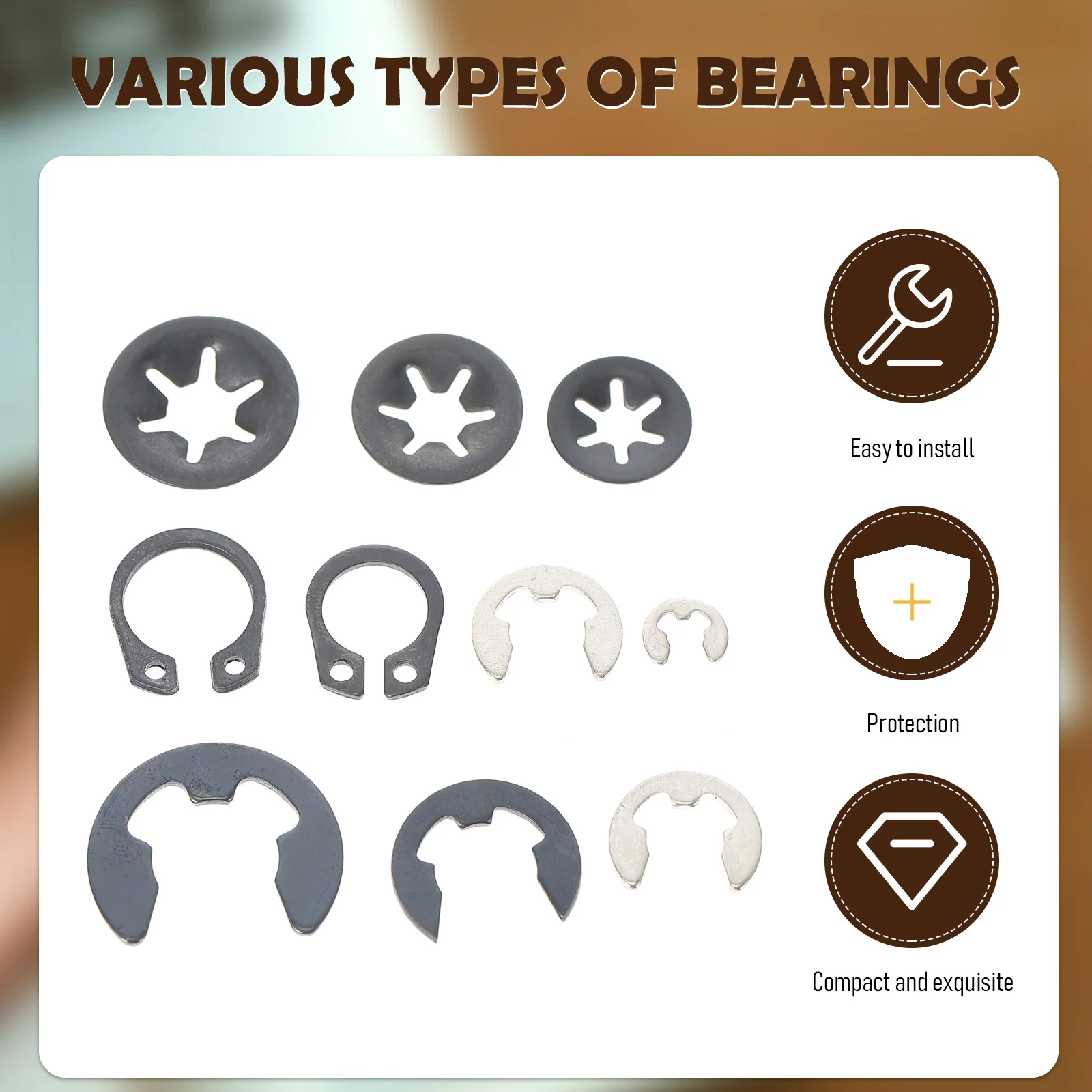 

200pcs Open Iron E-Shaped Circlip Game Machine Retaining Rings Sturdy Not Easy Rust Practical Use E-Type Retaining