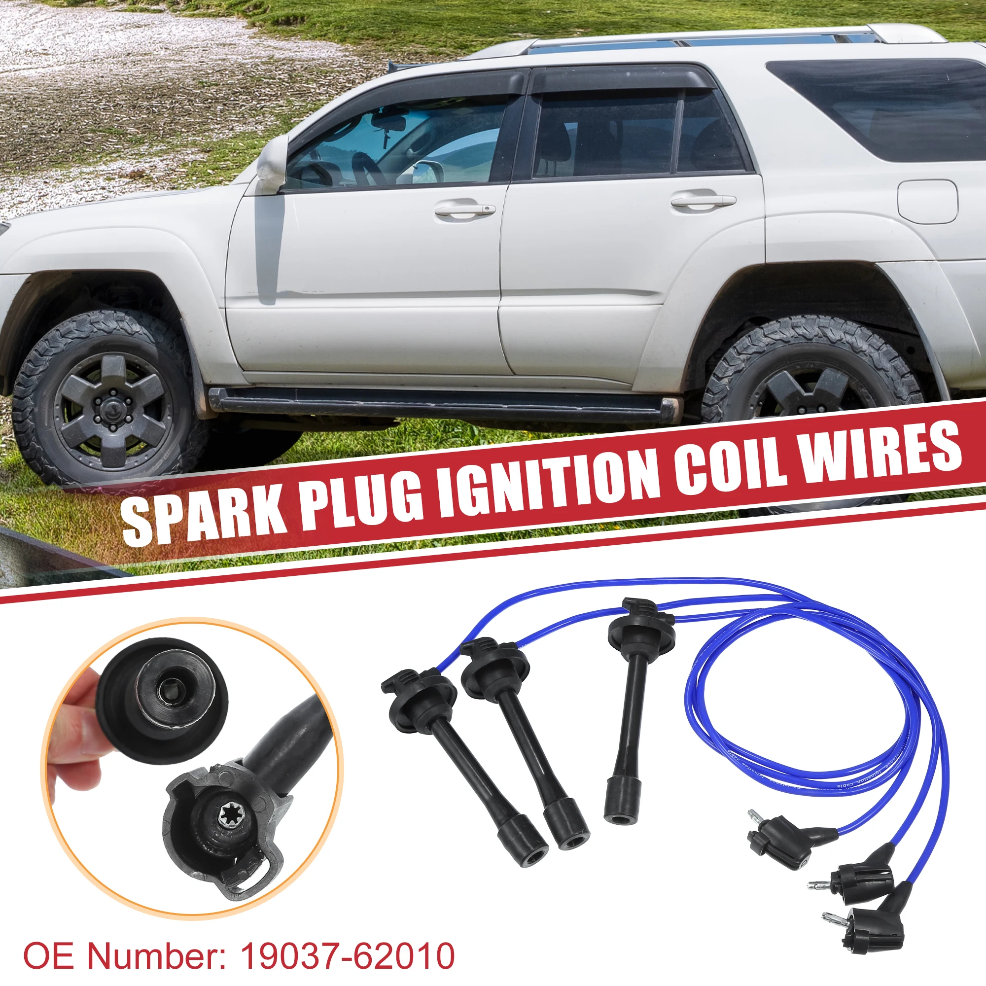 

UXCELL 3 Pcs Spark Plug Wire Ignition Coil Cable No.19037-62010 for Toyota Tundra