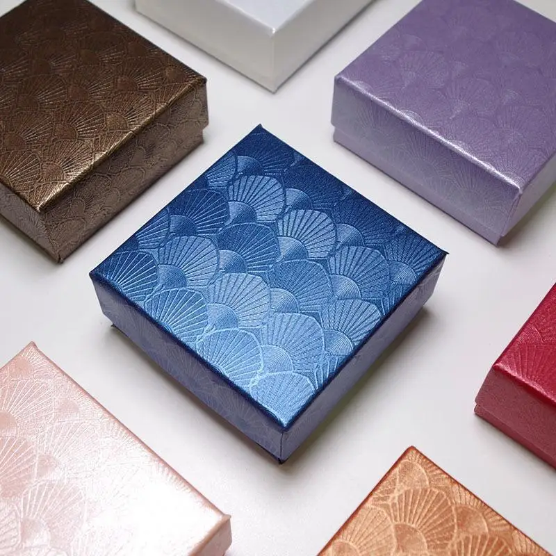 Jewelry Packaging Box Set 5Pcs 7x7cm Cardboard Storage Case for Necklace Earring Bracelet Small Gift Wrapping