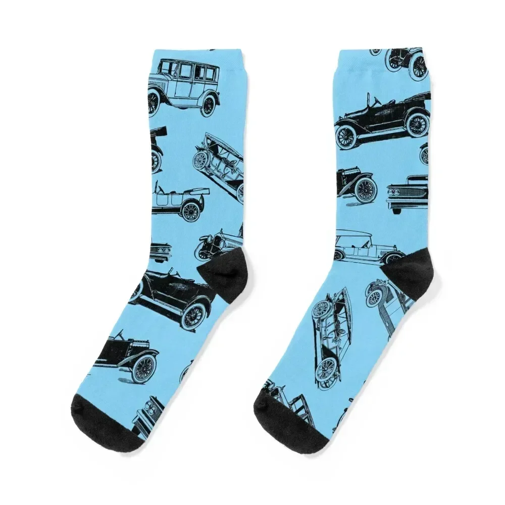 

nostalgic vintage pattern with classic cars, motorsport Socks hockey colored essential Socks Women's Men's