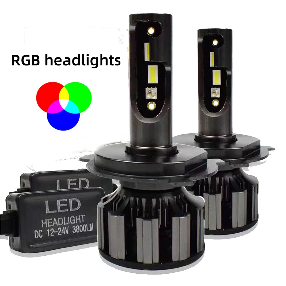 2X H11 RGB Changeable H7 LED H4 App Bluetooth Control RGB Car Light H1 H3 H8 H11 H9 9005 HB3 9006 HB4 Auto Headlamp LED H7 Bulbs