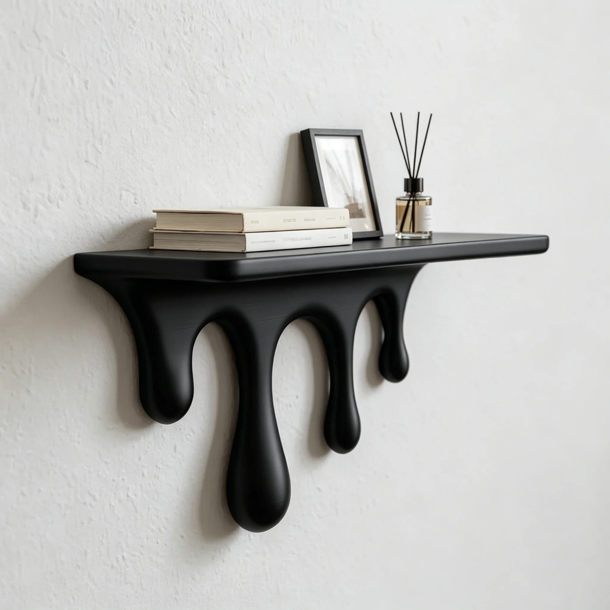 Halloween Black Drip Floating Shelf, Plastic Creative Melting Wall Shelf for Small Plants Candles Gothic Home Wall Decor