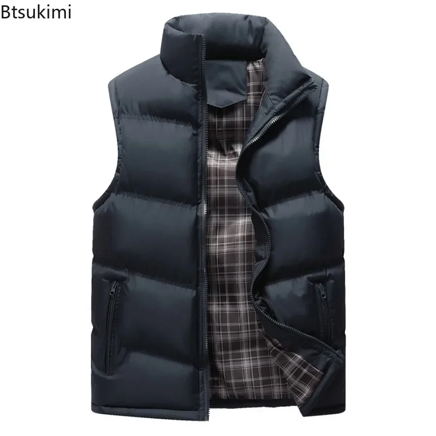 Colete quente grosso e slim fit masculino, jaqueta sem mangas, casacos casuais, colete, top, outono, inverno, 2024