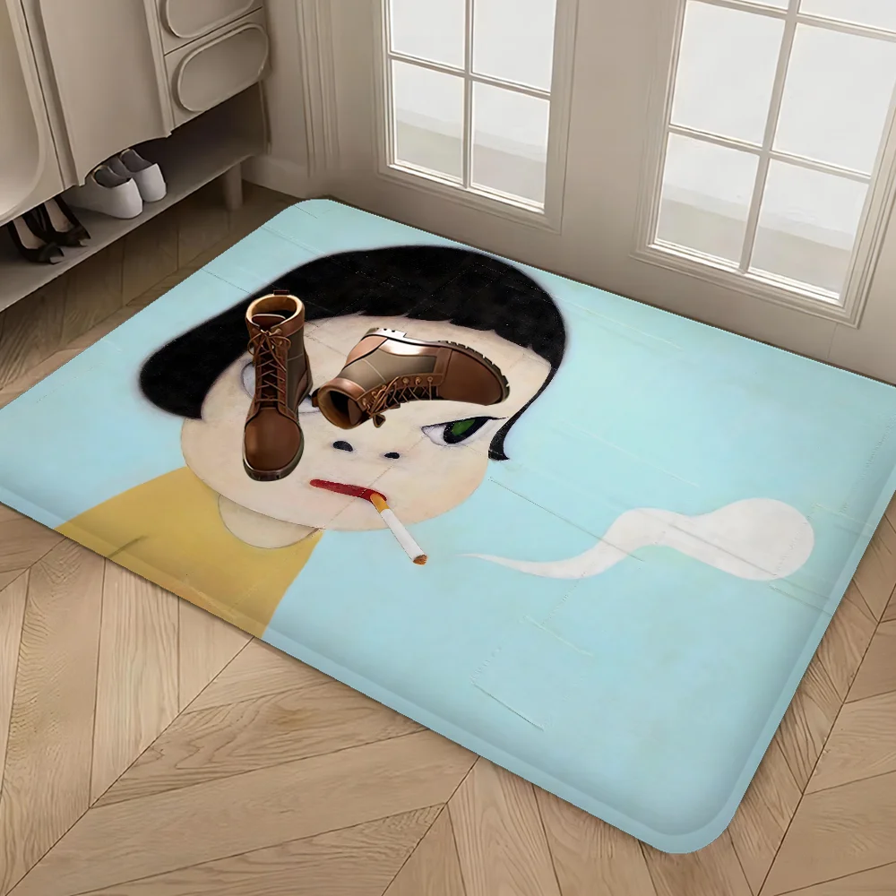Yoshitomo Nara Entrance Door Mat Rectangle Anti-slip Home Soft Badmat Front Door Indoor Outdoor Mat Household Carpets