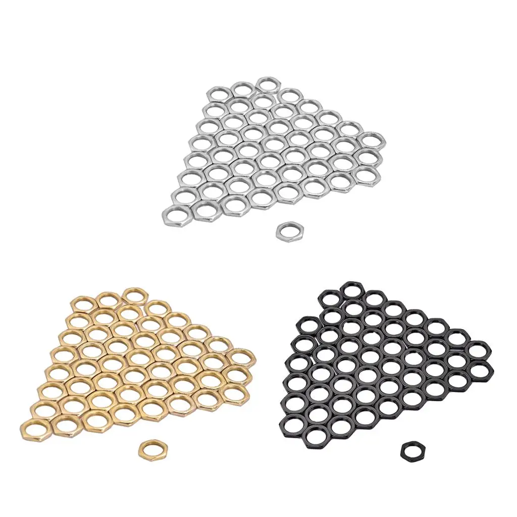 Guitar Bass Pot Nut Zinc Alloy Thin Threaded Socket Nut Replacement Output Jack Part for Electric Guitar