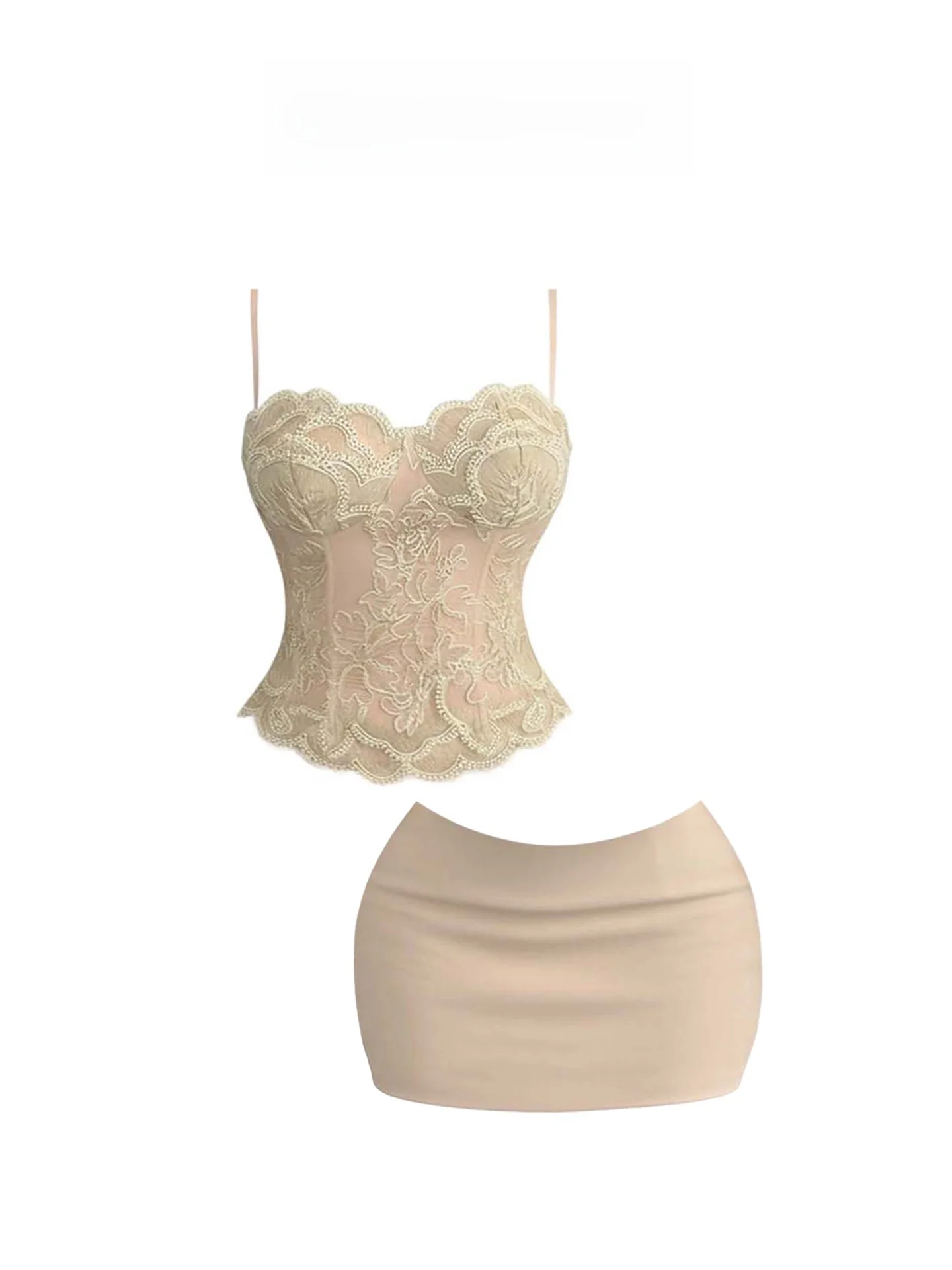 

HEZA Sexy Lace Crop Top And Skirt Set for Plump Women Luxury Pure Desire Korean Style High Waist Short Skirt Fashionable Autu...