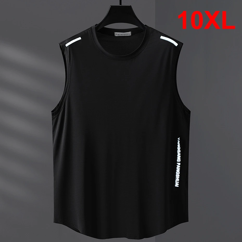 Summer Cool Vest Men Summer Tank Top Plus Size 10XL Fashion Casual Solid Color Vests Male Big Size 10XL