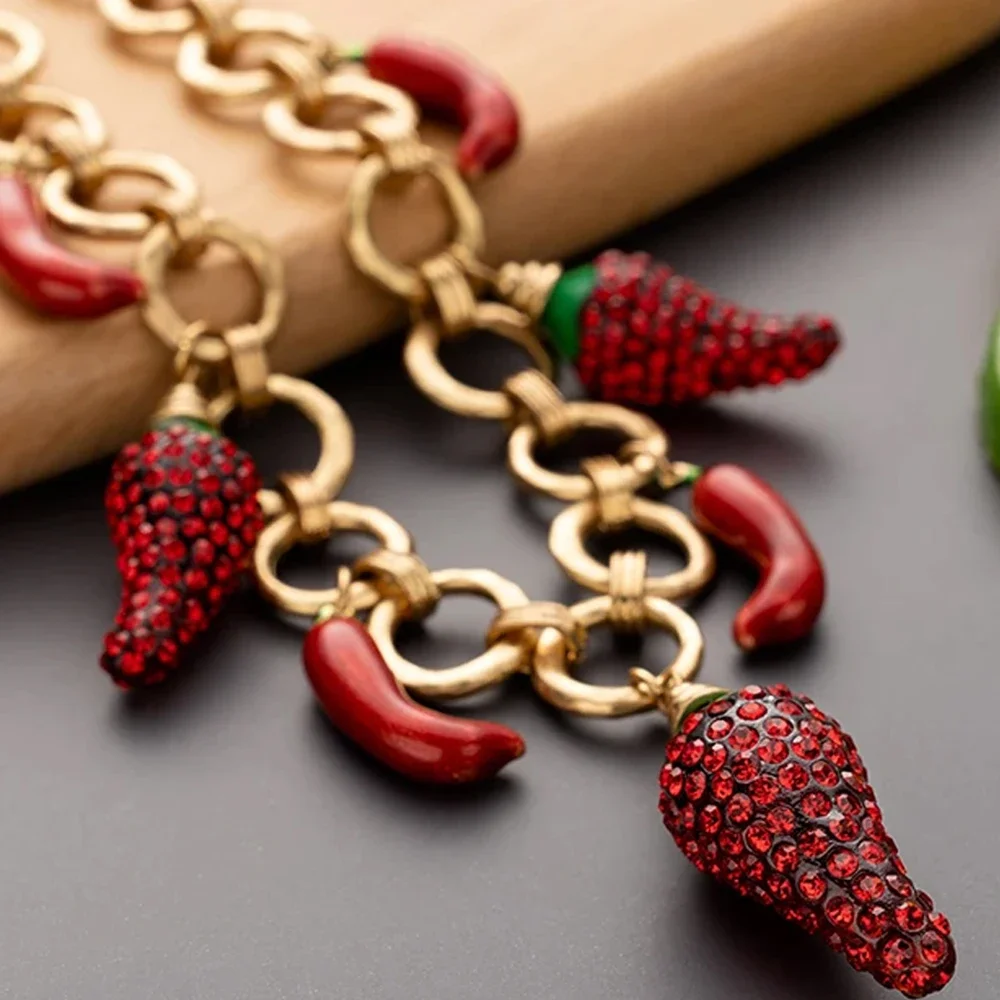 Charm Red Large Chili Pepper Pendant Coquette Accessories Necklace Boho Jewelry For Women Gift Leisure Anniversary Party