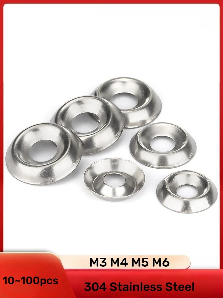 10~100pcs 304 Stainless Steel M3 M4 M5 M6 Conical Washer Countersunk Concave-convex Washer Hollow Decorative Fisheye Washer