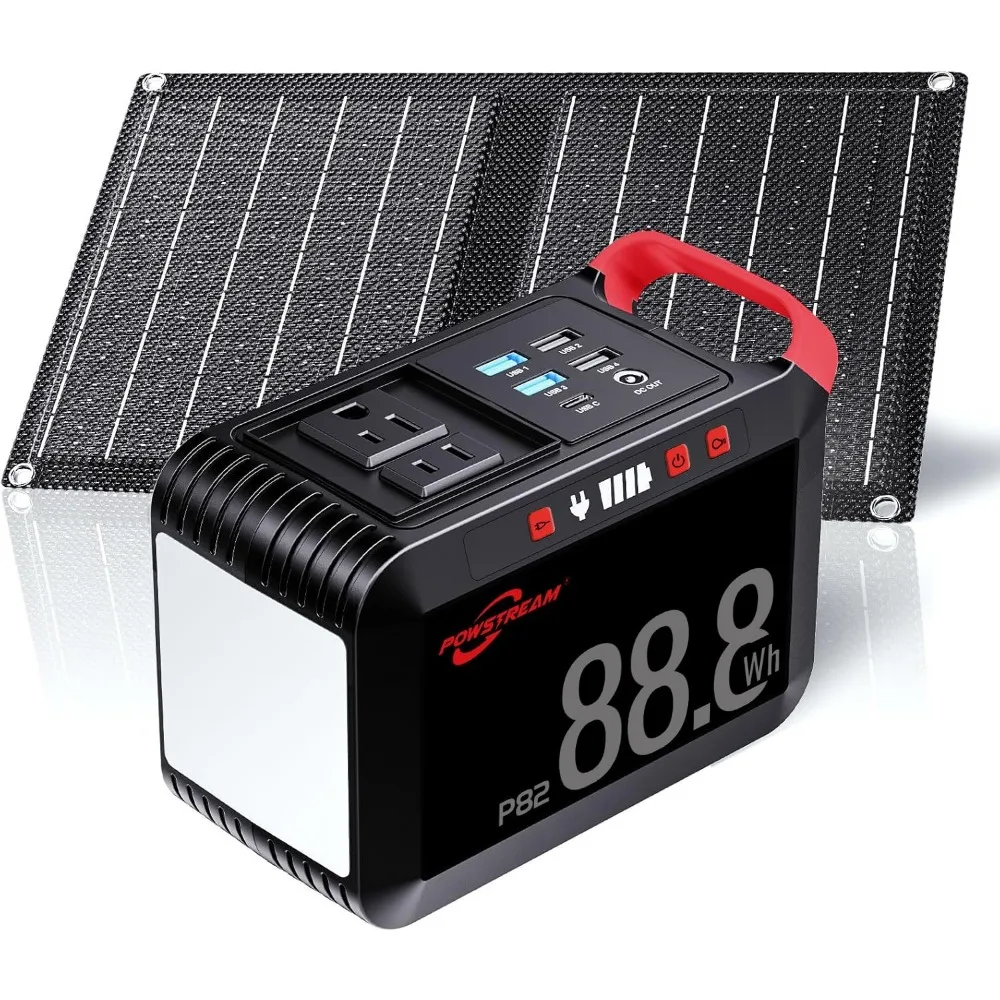 

80W Solar Generator with 21W Solar Panels, 88.8Wh Lithium Battery, Portable Power Station featuring 120V AC Outlet