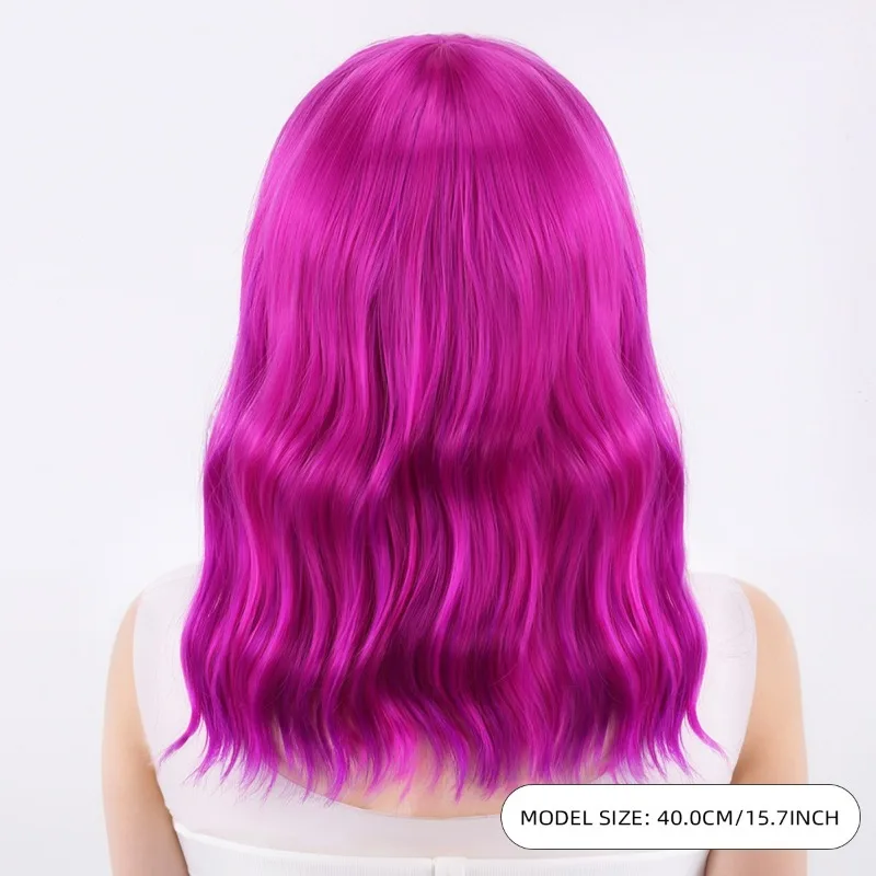 Peruka damska codzienna, krótka fryzura bob, średniej długości do długich kręconych włosów, do przebierania się, nakrycie głowy, modna, kolorowa, z grzywką, falowana peruka.