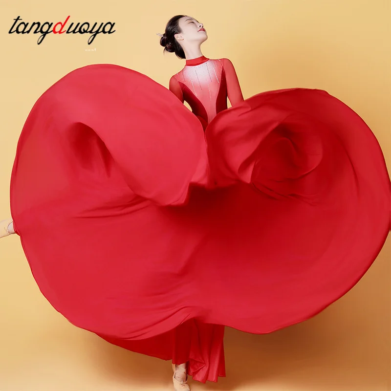 540 Degree Classical dance Set Large Swing Double Layer Chiffon Vacation Beach Dance Dress Performance Dress Elegant Skirts