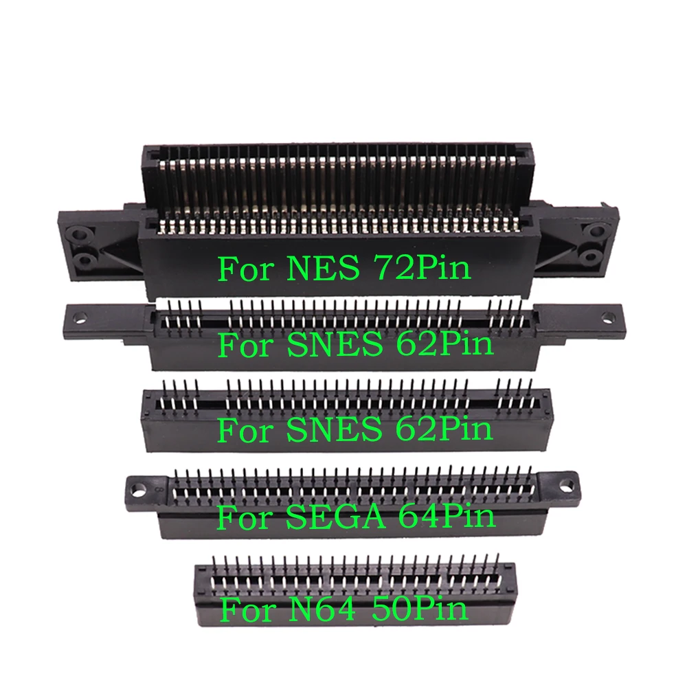 Ranura para tarjeta de 50 pines, 62 Pines, 64P, 72 pines para consola N64 SFC SNES, 60 Pines, 64 Pines, Conector de ranura para Cartucho de juego para SEGA Genesis FC Clone