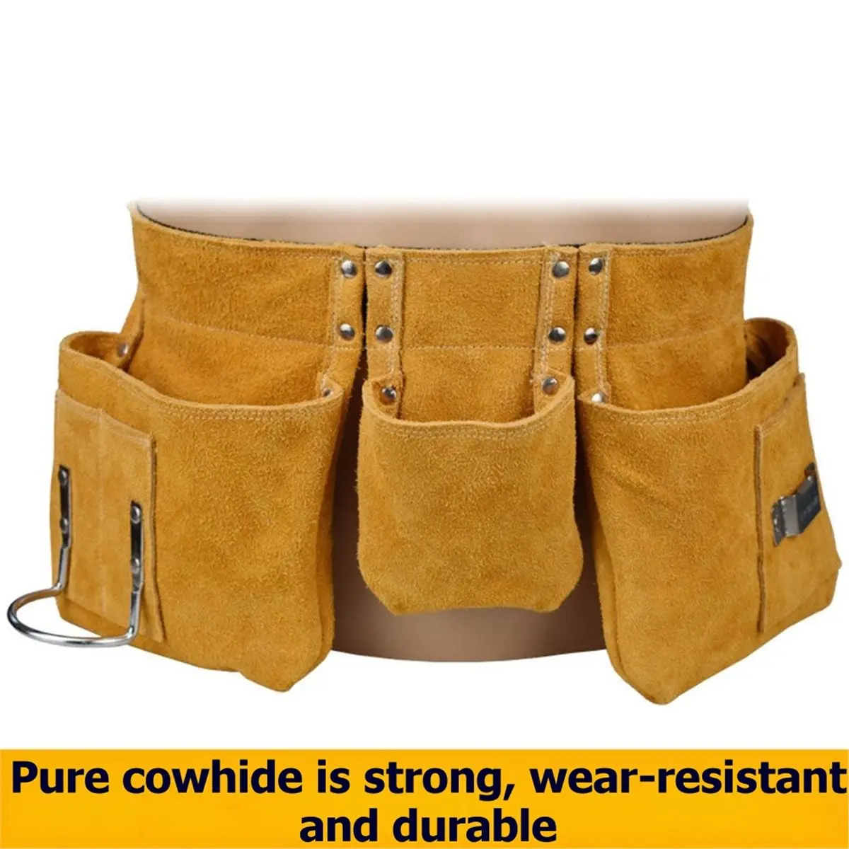 A08I Tool Belt,Leather Tool Bag, Waist Tool Pocket with Adjustable Belt, Tool Belt for Electrician, Construction, Carpenter