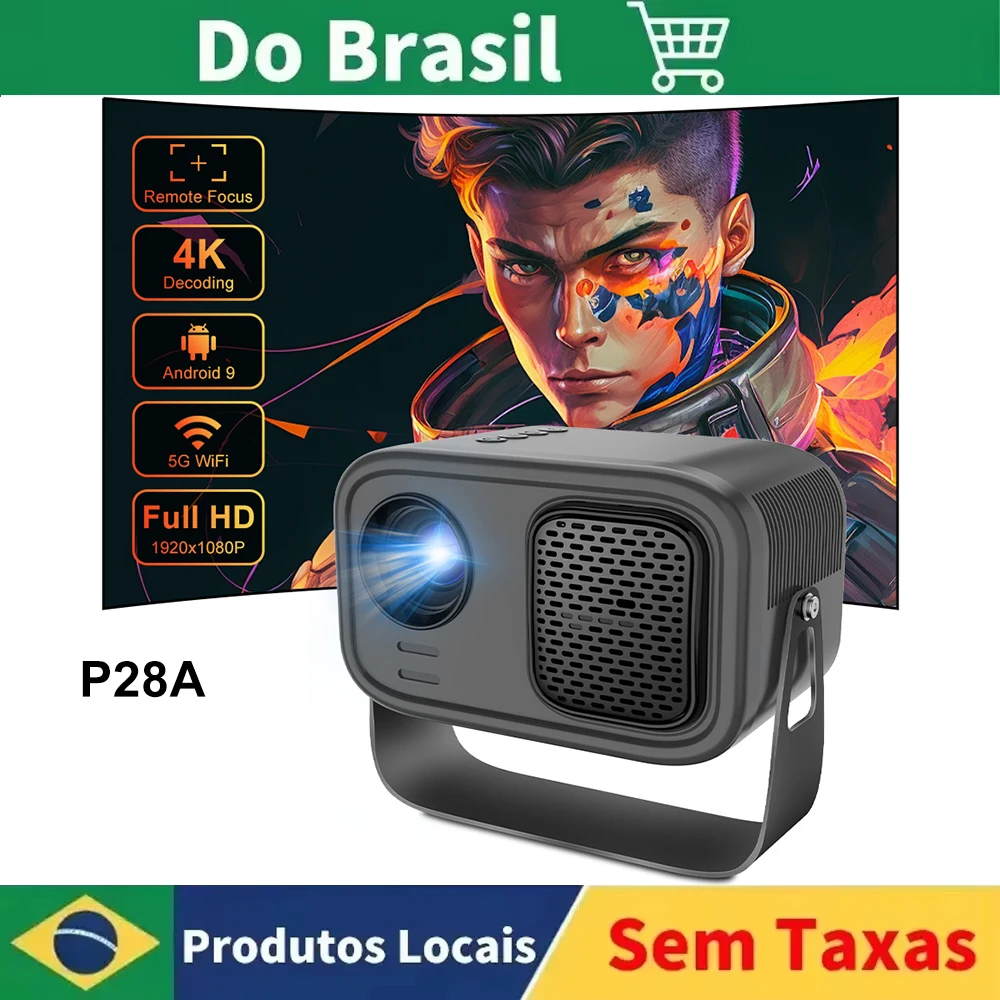 Salange-Mini budgétaire P28A, Android 9, Smart TV, BT5, WiFi, écran de divisiphone, mise au point électronique, cinéma maison portable, prise en charge 1080P