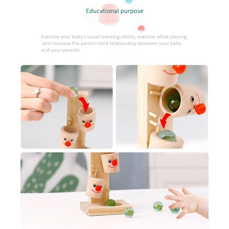 Palhaço bola de mármore pista jogos crianças cedo brinquedo educativo de madeira engraçado palhaço estacas