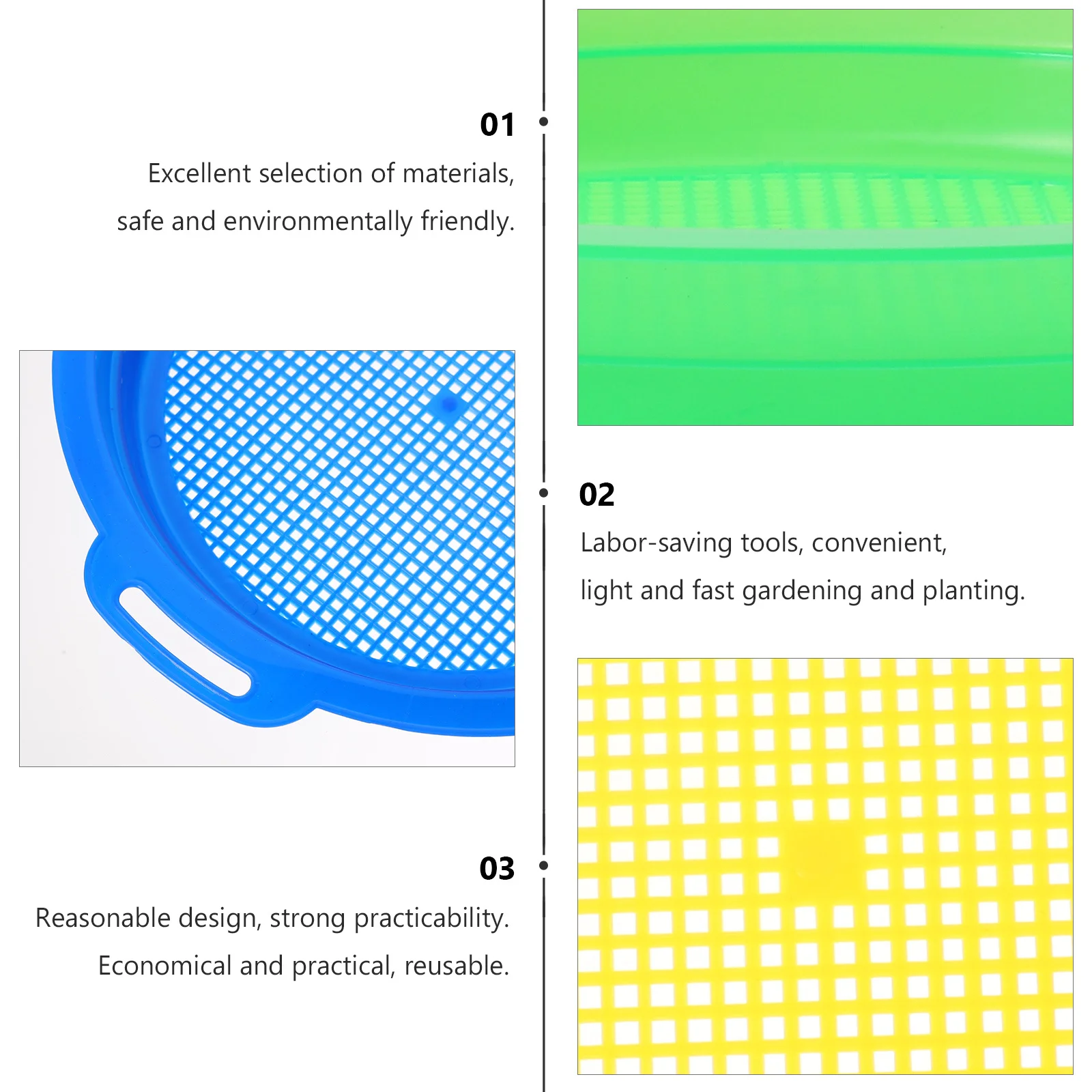 

4Pcs Garden Sieve Filter Set Lightweight Durable Plastic Soil Sifter for Planting Compost Tools Soil Sieve Planting Riddle