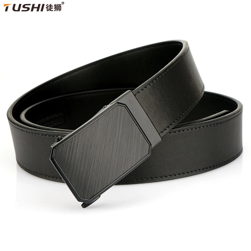 

TUSHI New Gun Hanging Belt Genuine Military Leather Luxury Belt for Men Male Metal Automatic Buckle Designer Tactical Waist Belt