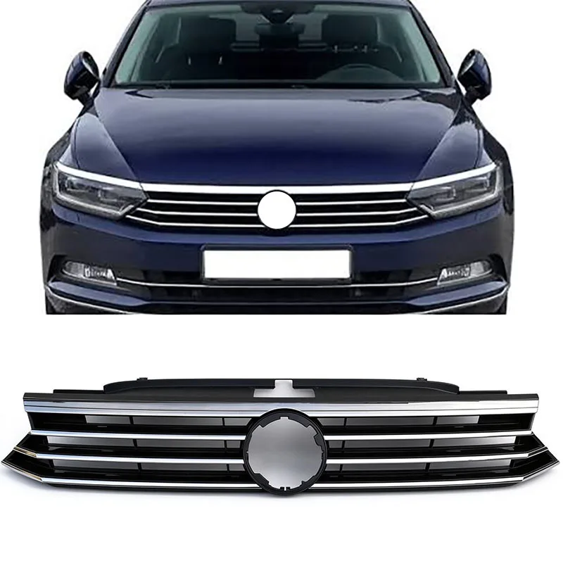 FOR Volkswagen Passat VARIANT B8/Magotan B8 2015–2019 Front Bumper Upper Grille, Black Base with Chrome Finish OE 3G0 853 653