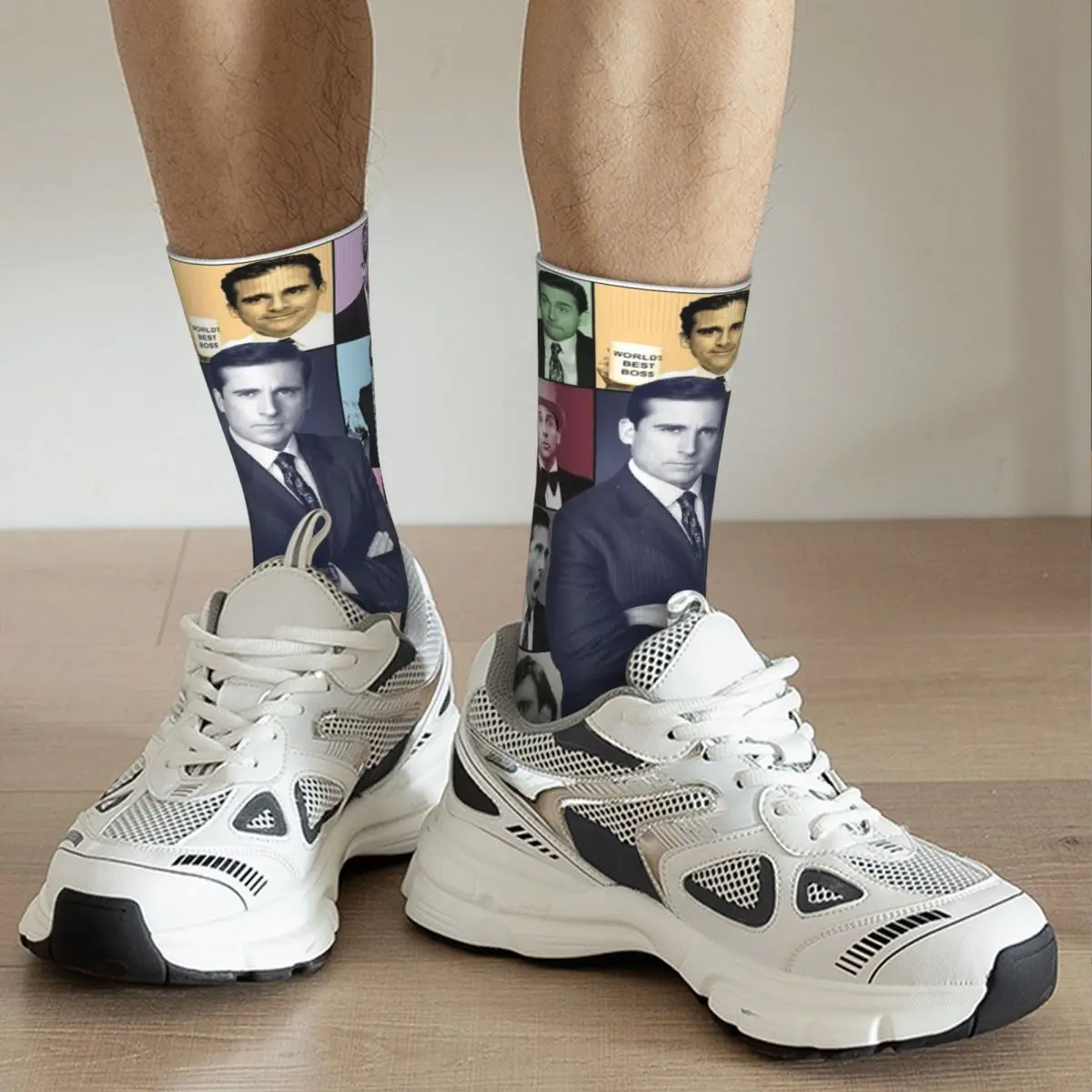 Bunte Vintage Michael Scott die Epochen Tour Design Print Crew Socken Zeug alle Jahreszeiten niedlichen langen Socken Schweiß absorbierend