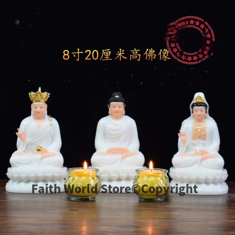 A set 3PCS high grade GOOD Buddha statue HOME Shrine Patron saint God Sakyamuni Avalokitesvara Guanyin ksitigarbha Dizang King