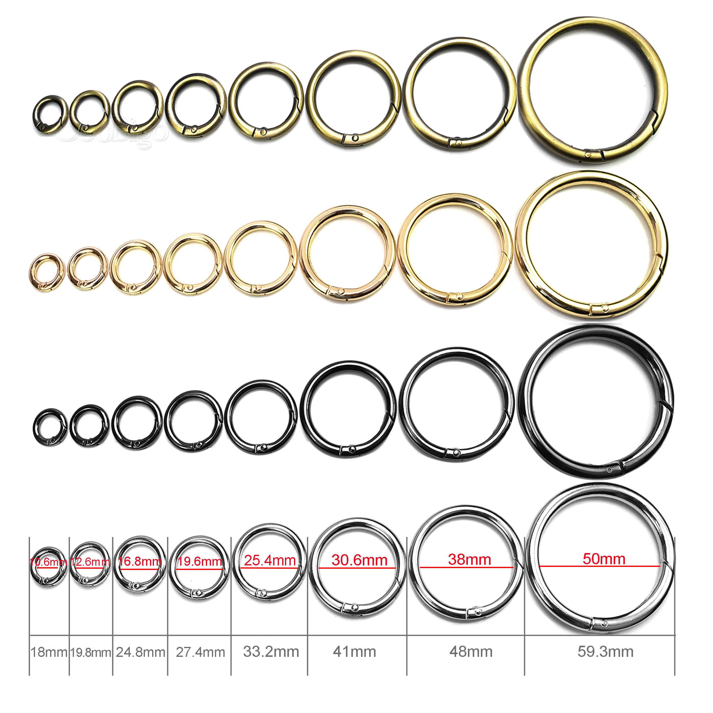 Metal Spring Gate O Ring Round Carabiner Bag Handbag Strap Chain Buckle Keyring Luggage Dog Tag Snap Hook Clip Paracord Keychain