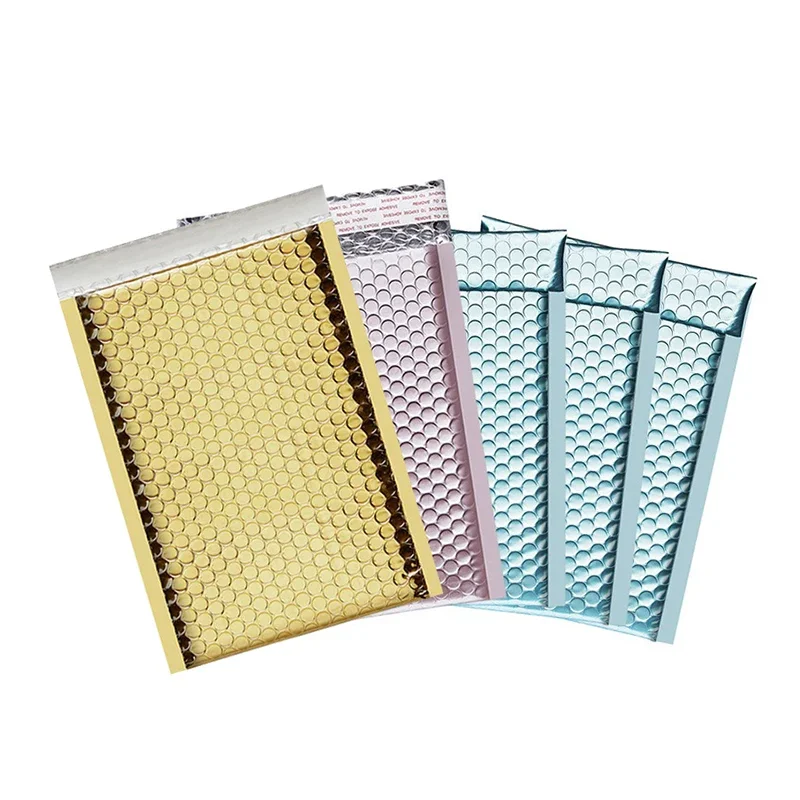50Pcs 18x23cm Business Bubble Envelope Blue/Gold Aluminum Foil Bubble Bag Self Seal Shipping Padded Envelopes Jewelry Packaging
