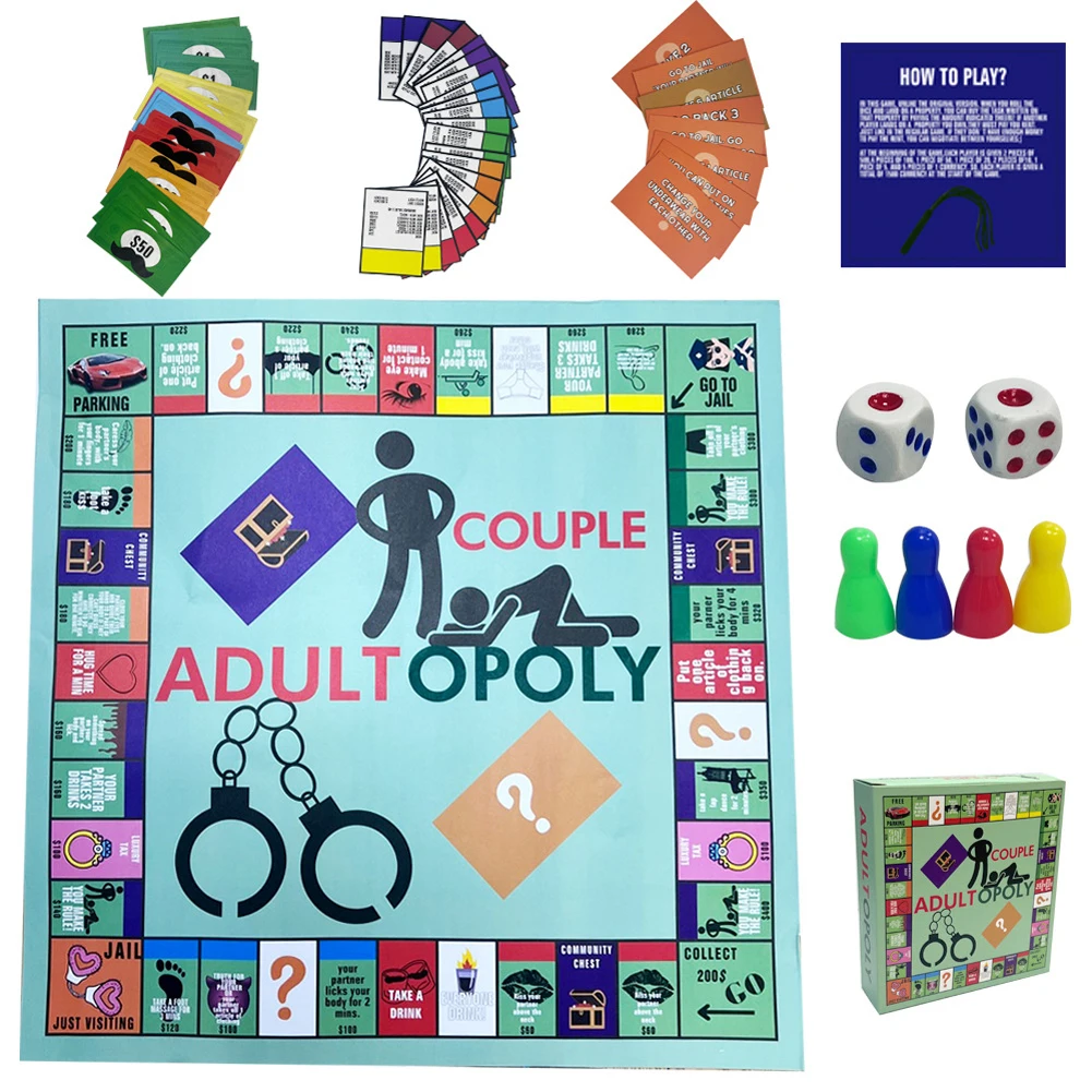 لعبة لوحية للزوجين من Adultopoly، لعبة مضحكة للتاريخ الليلي، لعبة بطاقات العلاقة، هدايا عيد الحب له لها