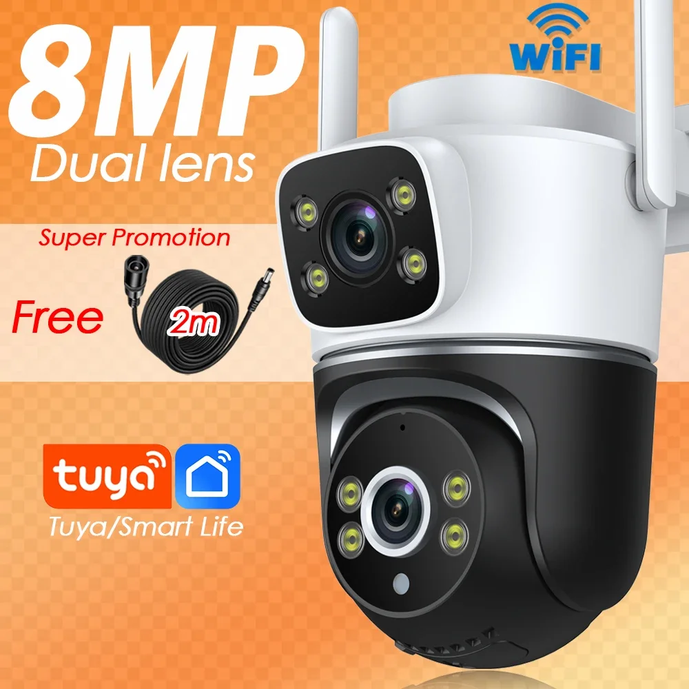 

Tuya Video Surveillance Camera Wifi 8MP 4K Dual Lens Outdoor Security IP Camera PTZ Wireless CCTV Cameras Smart Home Monitor