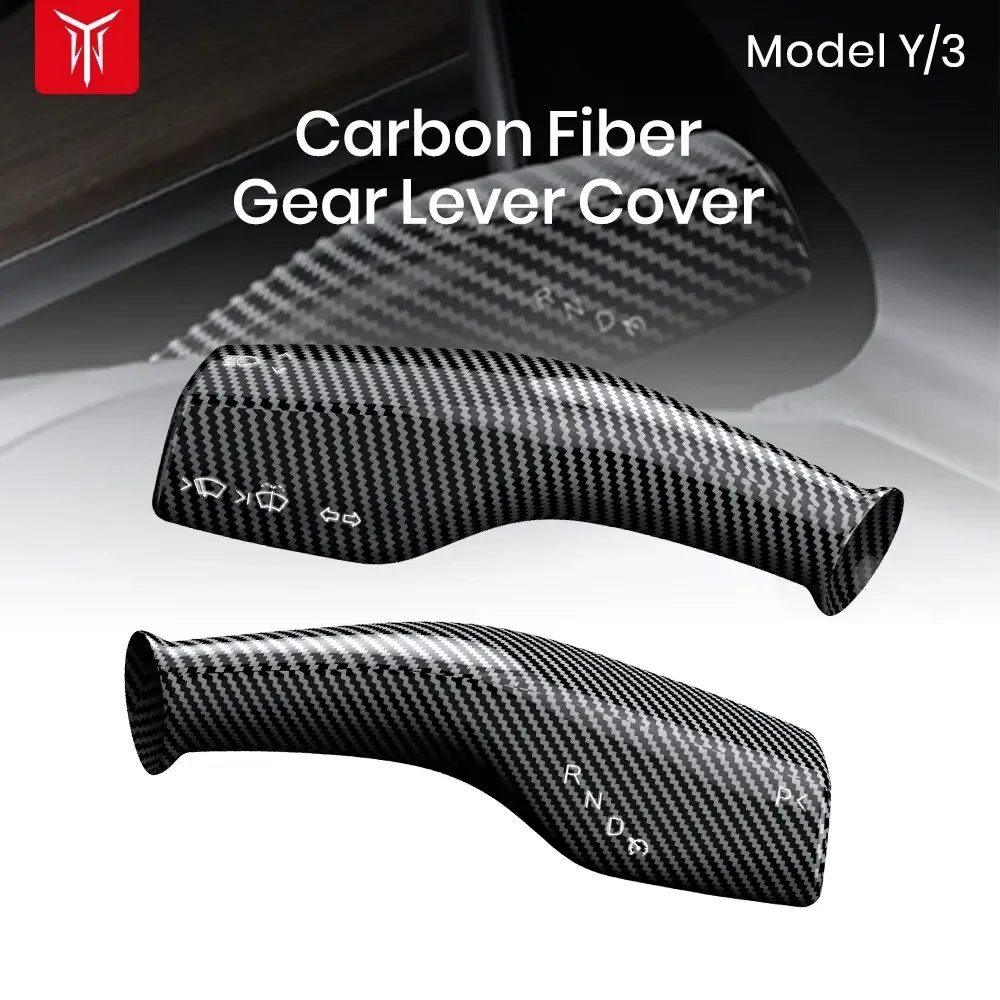 For Tesla Model 3 Y Carbon Fiber Steering Wheel Whift Protection Cover 1 Pair For Tesla ABS Car Column Shift Knob Cover Decor