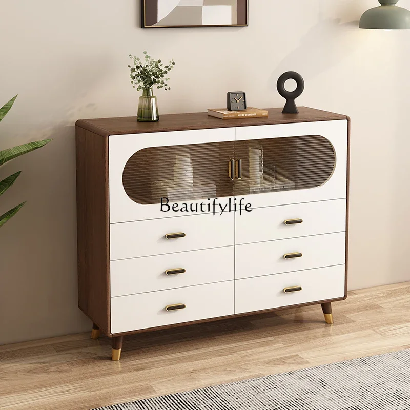 Home against the wall Modern simple eight-bucket cabinet Nordic multi-functional bedroom storage chest