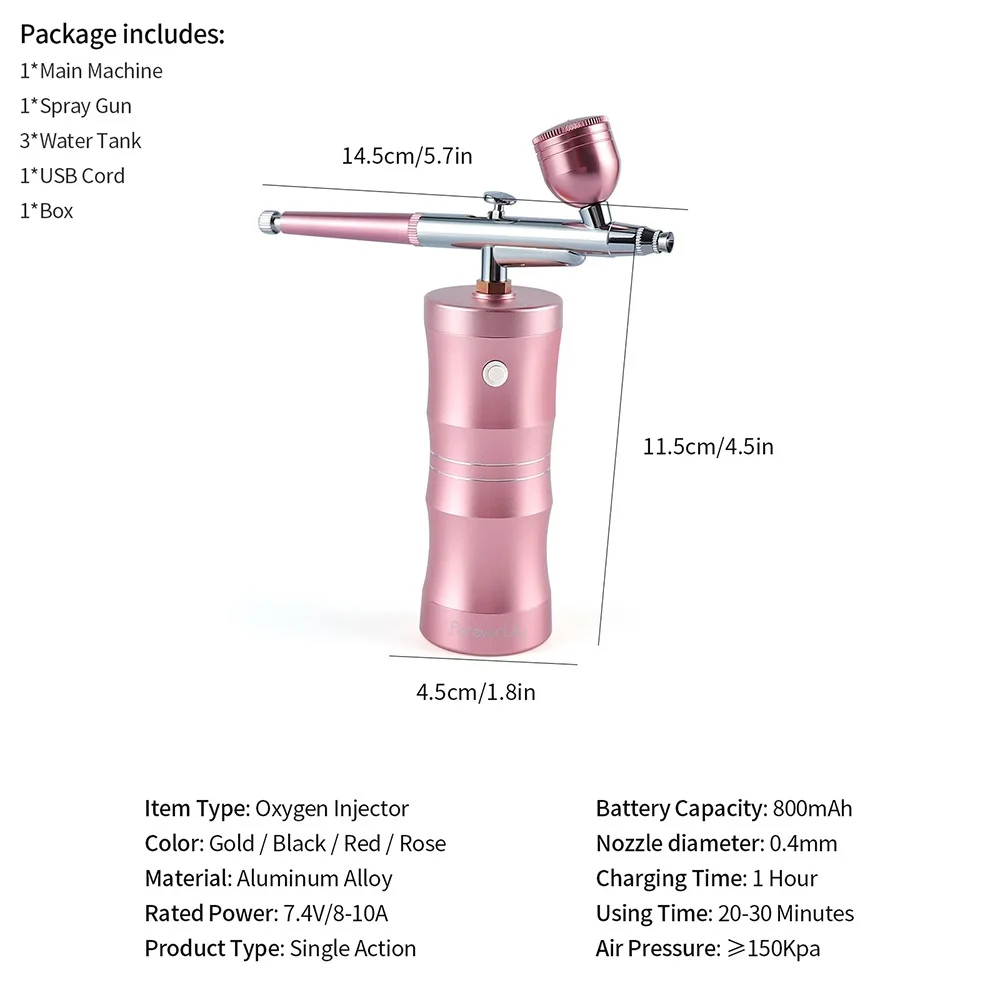 Set mini aerografo professionale per il viso Pompa spray Gen Pen Spazzola ad aria senza fili Nano Nebbia Spruzzatore di nebbia Modalità bellezza