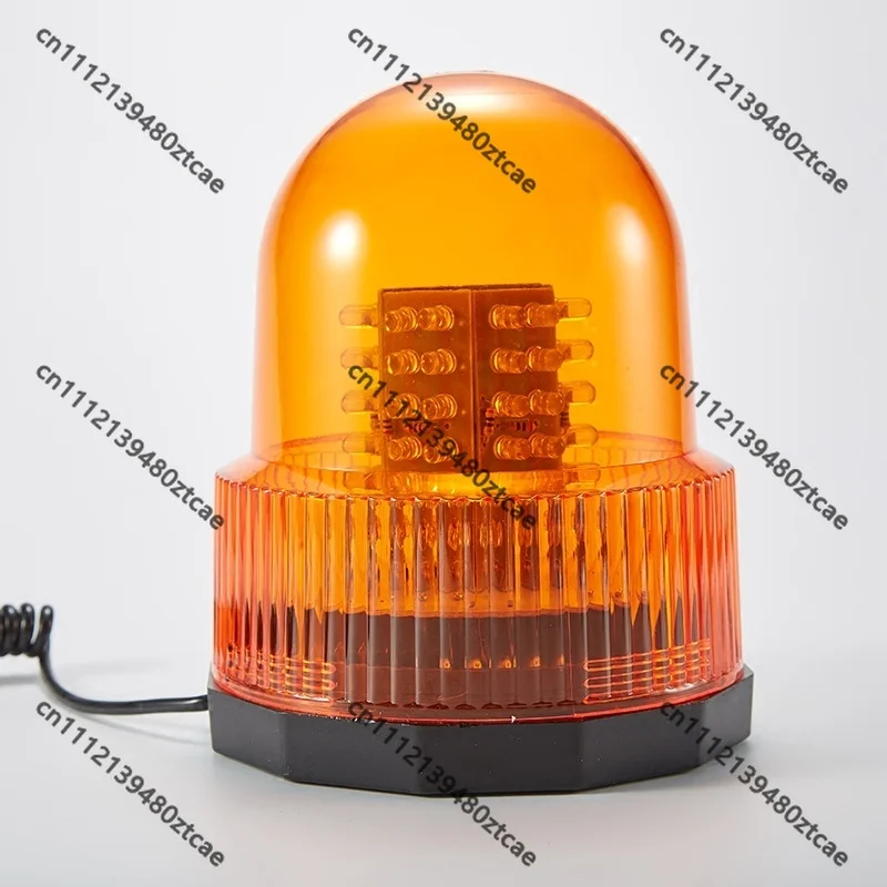 12‑24V Pointed Round Magnetic LED Rotating Strobe Warning Light,High Brightness Roof Beacon for School Bus & Engineering Vehicle