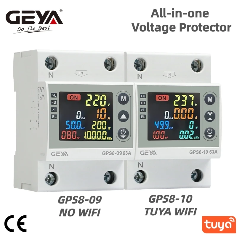 GEYA Smart Tuya WIFI-Schalter mit kWh-Messung, Schutzschalter mit Spannungs-, Strom- und Leckageschutz 63A 80A AC220V