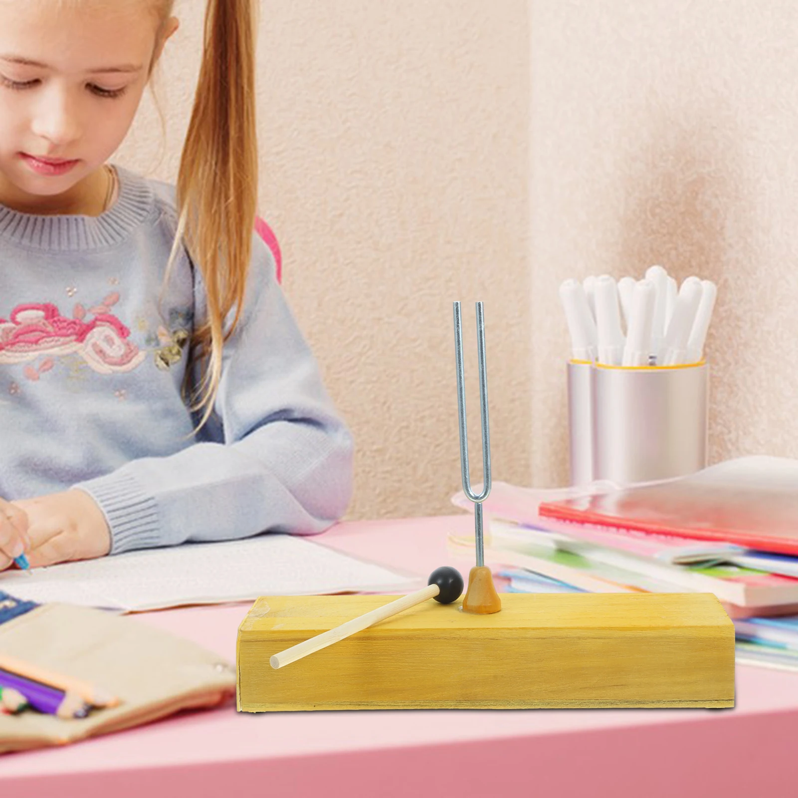 

1pc 256Hz Tuning Fork Wooden Resonance Box Knocker Instrument Tuner Acoustics Vibration Experimental Teaching Equipment Science