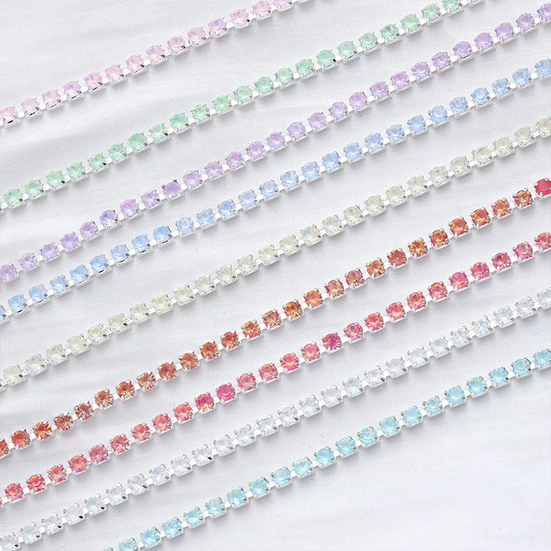 SS6/SS12 Mocha Opal Series Chain Electrophoresi Rhinestones Trim Stone Gold Diamond Strass Decorative Applique Crystal Trimmings