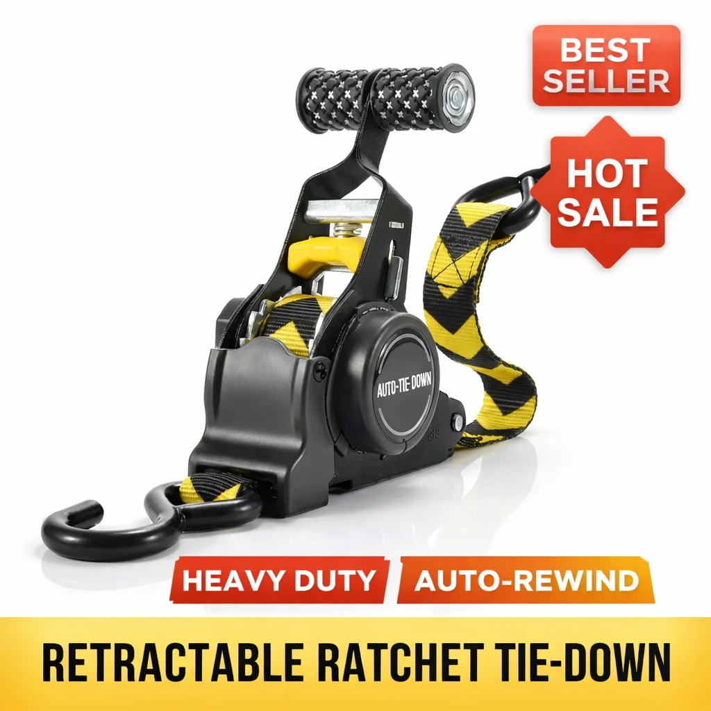 Heavy Duty Ratchet Straps Retractable Tie Down Belts 1500LBS 680KG  Quick Release for Trucks Luggage ATV Trailer Motorcycle