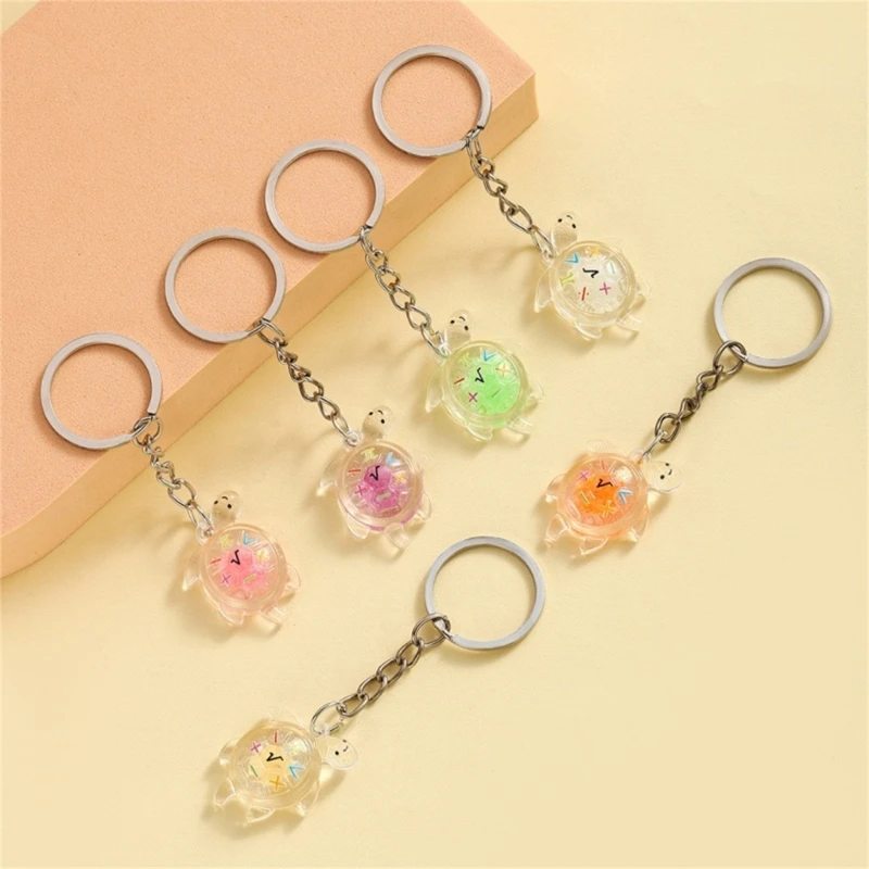 Fashionable Glowing Colorful Turtles Keychain Charm Pendant Sturdy Resin Alloy 6 Color Easy to Use Stylish Outfits A0KD