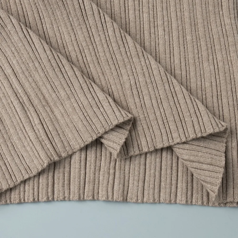 Damska zimowa sukienka swetrowa typu bodycon z odkrytymi ramionami, elegancka sukienka midi z długim rękawem na imprezę klubową, formalna, modna odzież z prążkowanej dzianiny, kolekcja 2026.