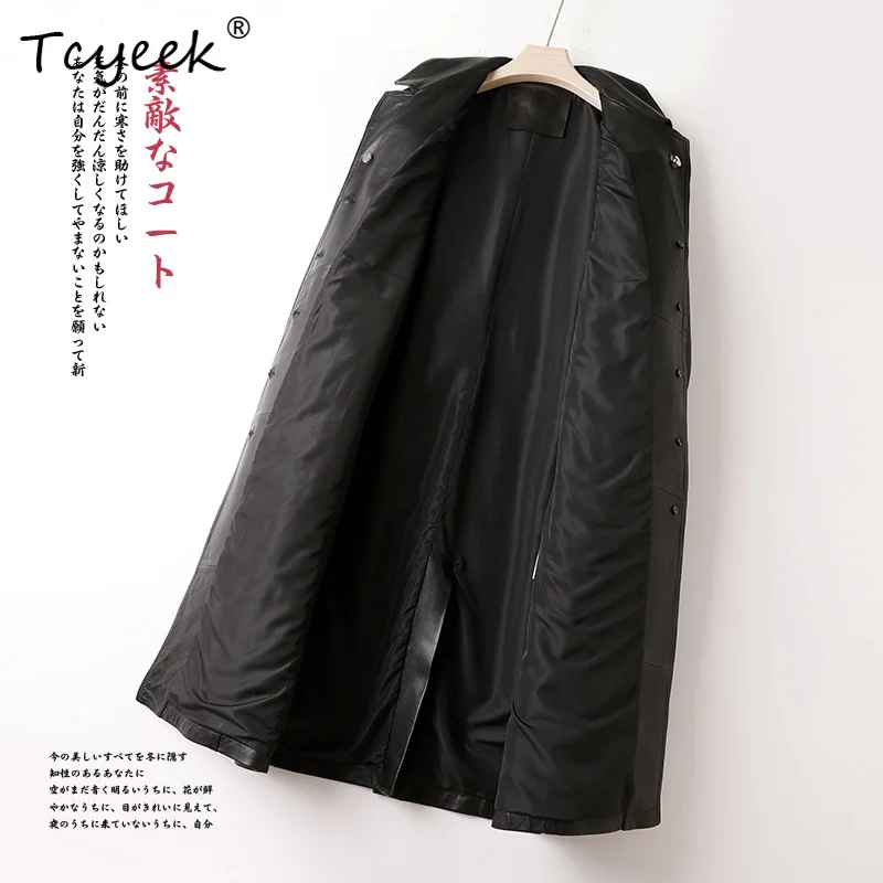 Tcyeek couche supérieure en peau de mouton printemps automne col de costume couleur unie longueur moyenne veste en cuir pour femme Ж Dönishiжаğlulari Куртка