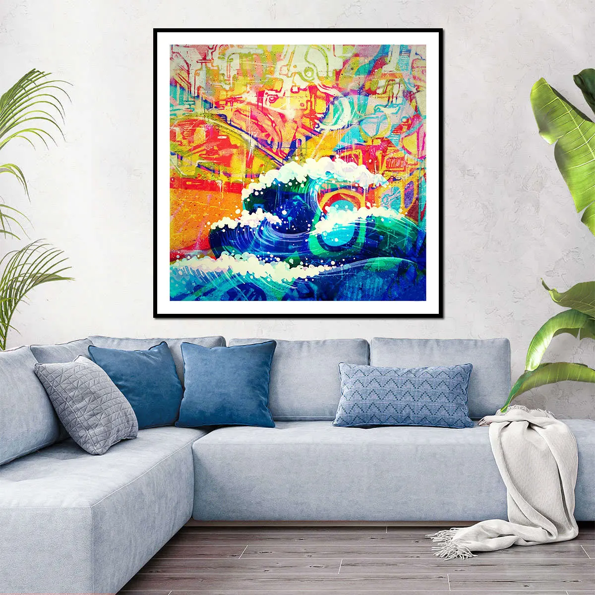 Abstract Graffiti Art The Waves Oil Canvas Painting Poster Home Decor Wall Art Decoration Picture For Living Bed Kids Bath Room