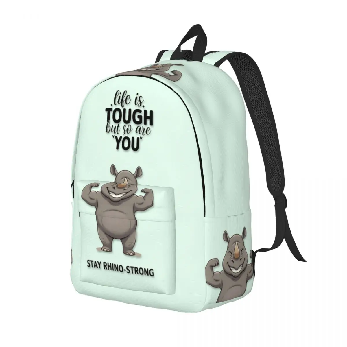 

Cute Rhino Student Backpack School Bag Hiking Travel Daypack for Men Women Fashion Bookbag Shoulder Bags