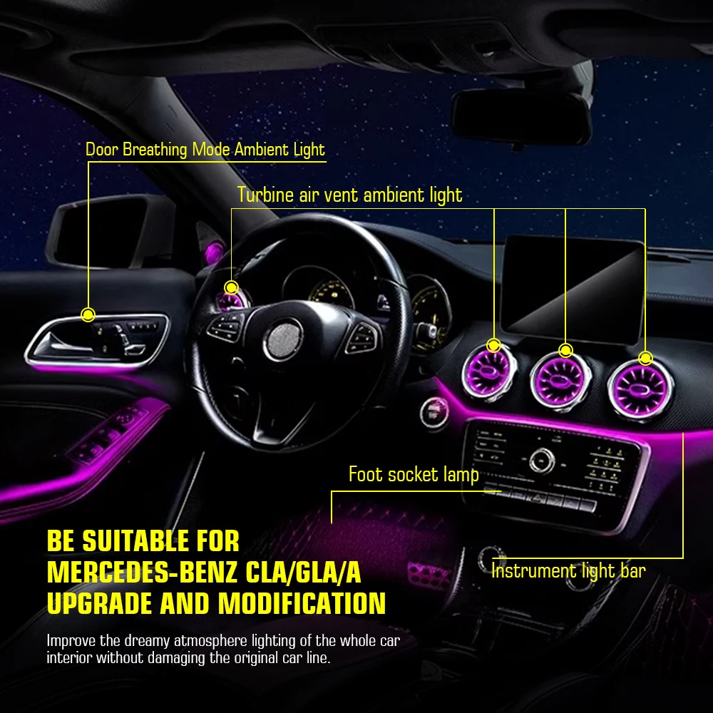 Mercedes Benz LED Turbine Air Vent Lamp 64 Color