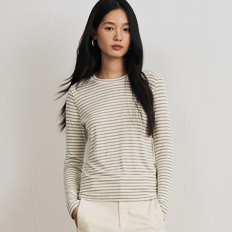  Wool Base Shirt Women's round Neck Long Sleeve Pure Color Knitted Warm Inner Wear Acetate Underwear Autumn Winter Top