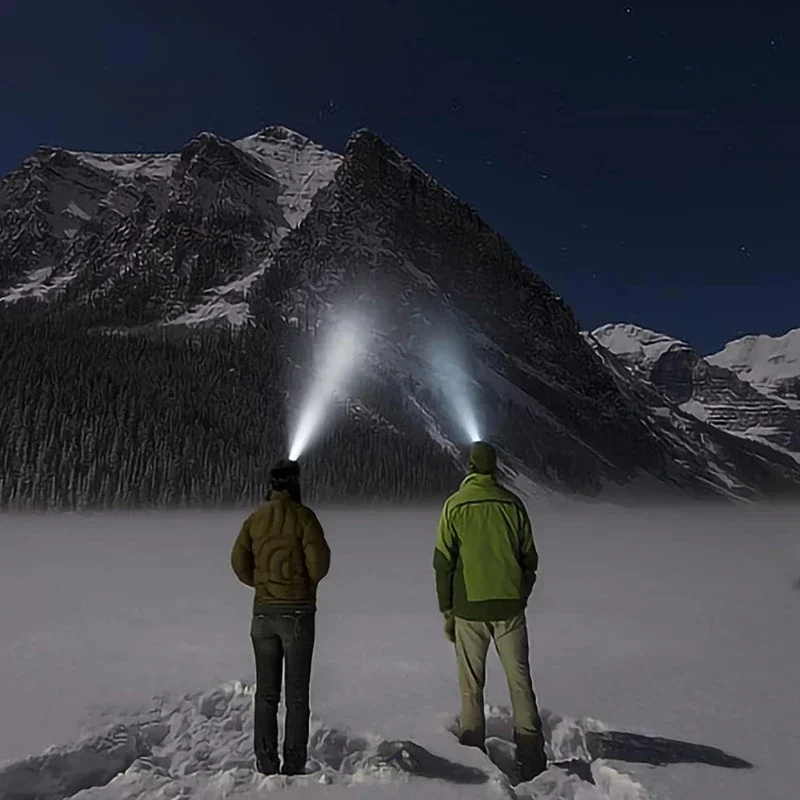 مصباح رأس للجبهة قابل لإعادة الشحن، كشافات LED للمشي ليلاً وشحن USB مقاومة للماء للتخييم والصيد