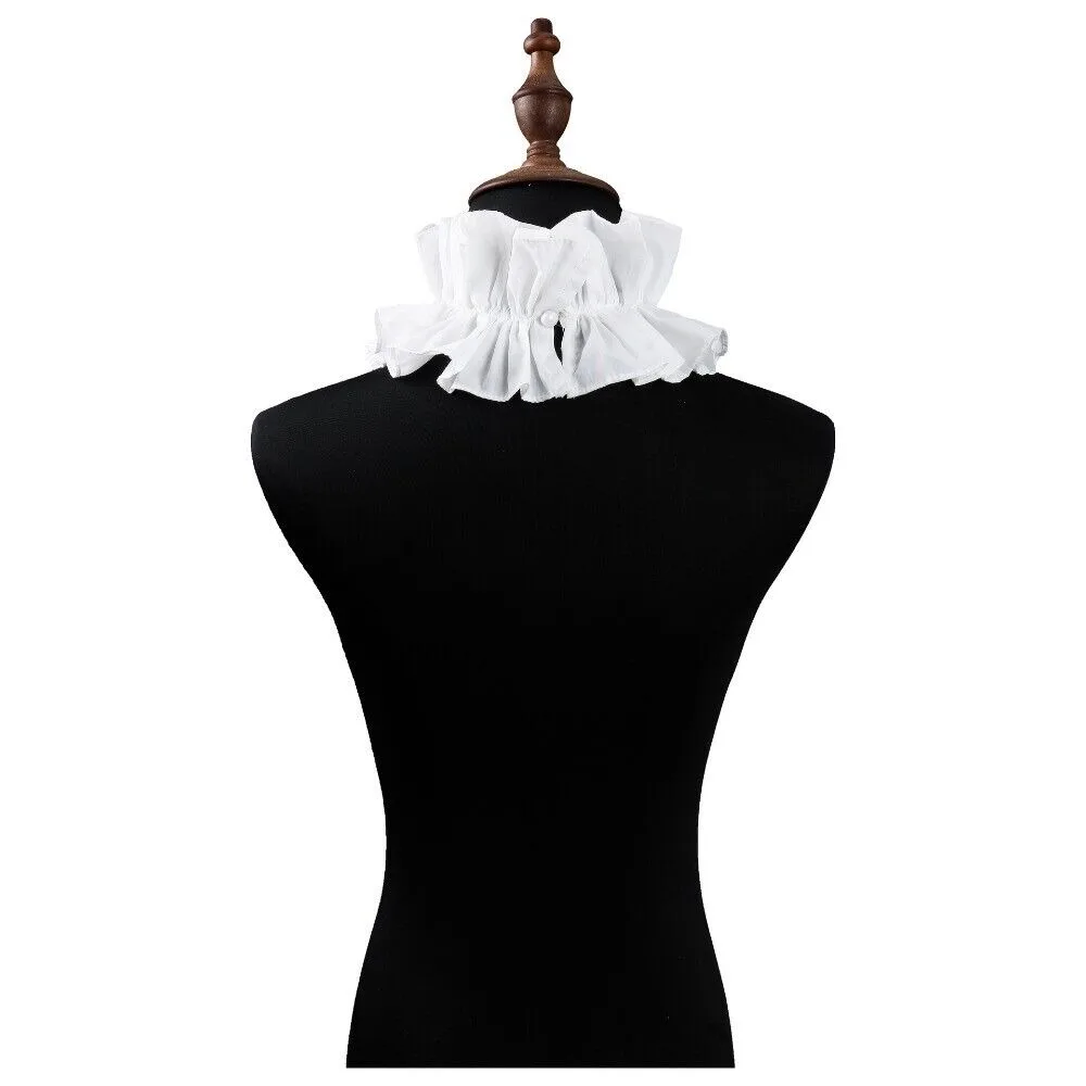 Detachable Fake Collar Black White Cotton False Collar Solid Color Ruffled Neck Lace Stand Up Collar Shirt Blouse Decorative