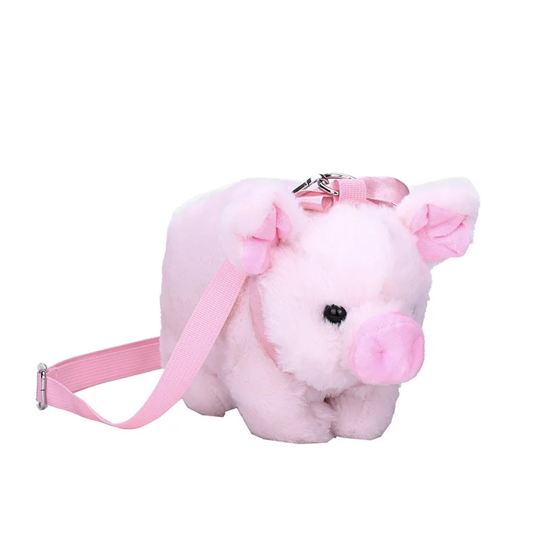 Bolso de hombro de peluche de cerdo de dibujos animados versión coreana dulce lindo cerdo rosa bolso cruzado de felpa de moda regalos de cumpleaños para niños