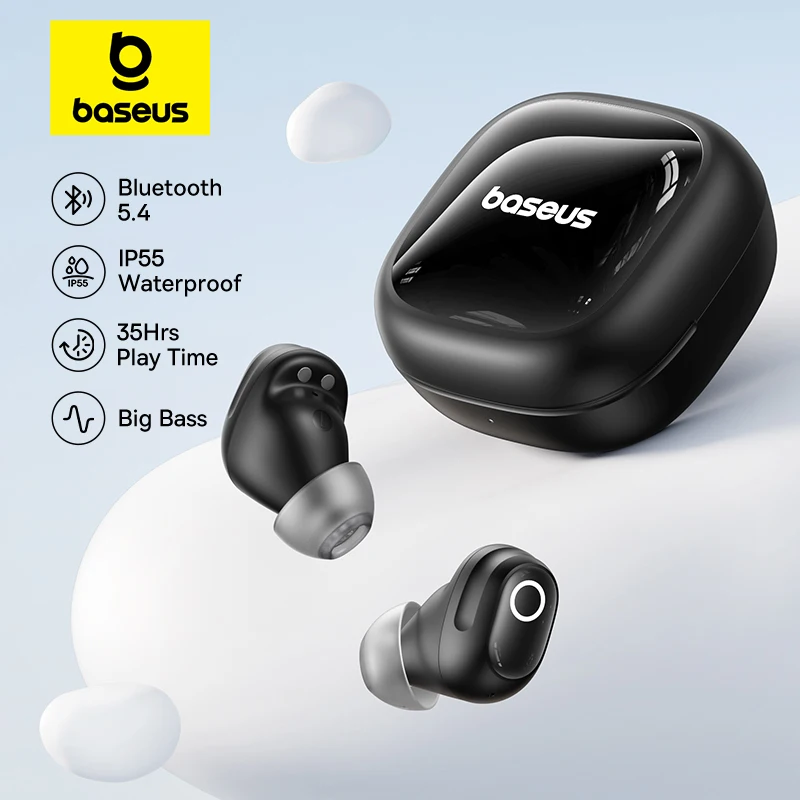 Baseus Bass BD1 Wireless Earphones Bluetooth 5.4 Mini Sports Earbuds, IP55 Waterproof 0.06s Low-Latency Wireless Headphones